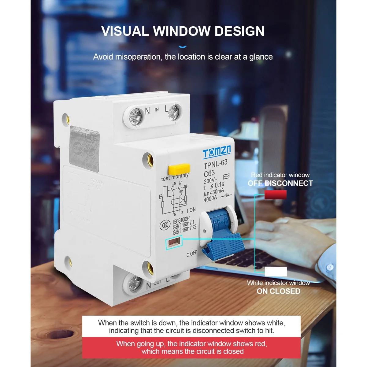 TOMZN TPNL DPNL 230 В 1P + N Автоматический выключатель остаточного тока с защитой от