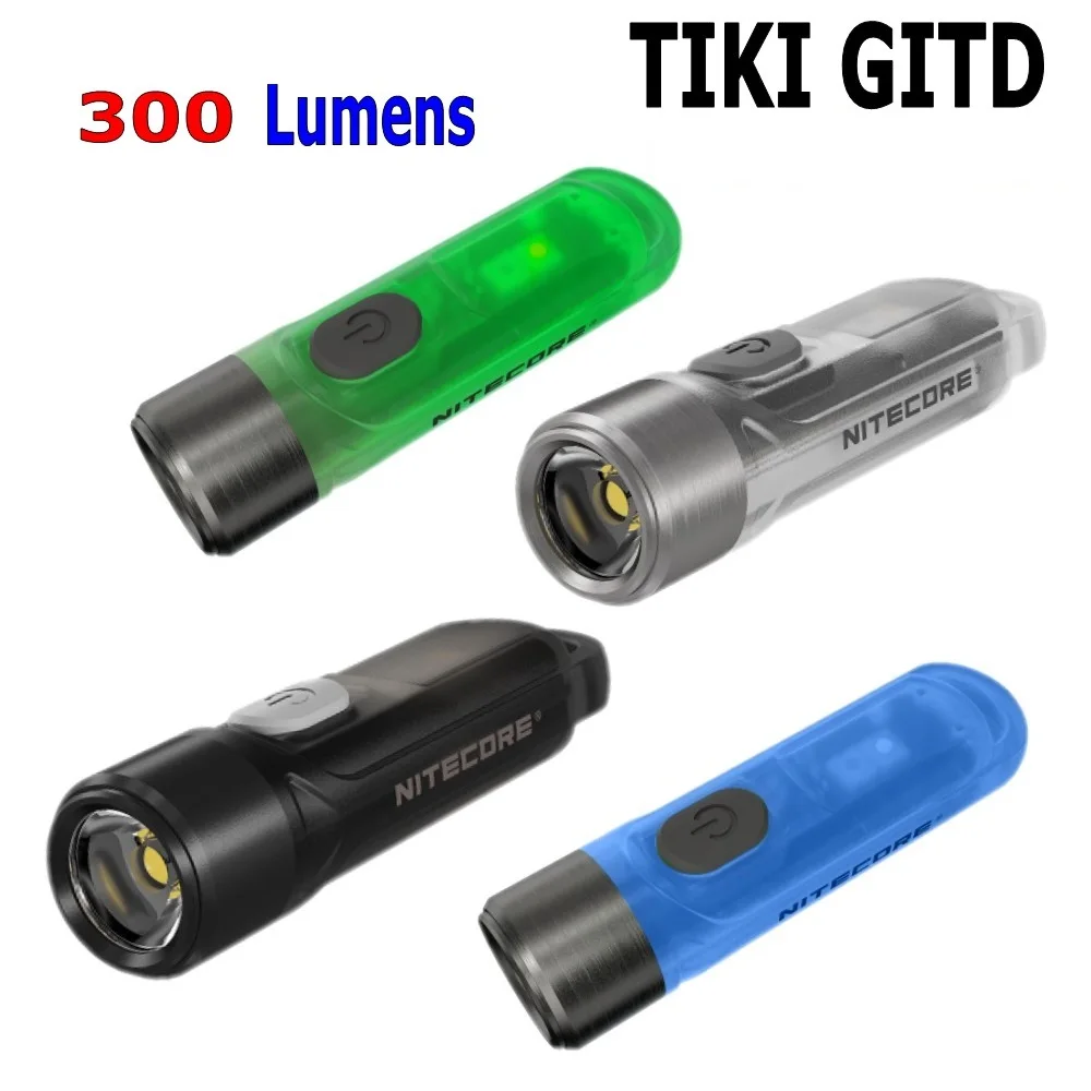 

NITECORE TIKI GITD Mini Multi Led Flashlight 300LM Futuristic Keychain Light USB Rechargeable EDC Torch for Camping Warning