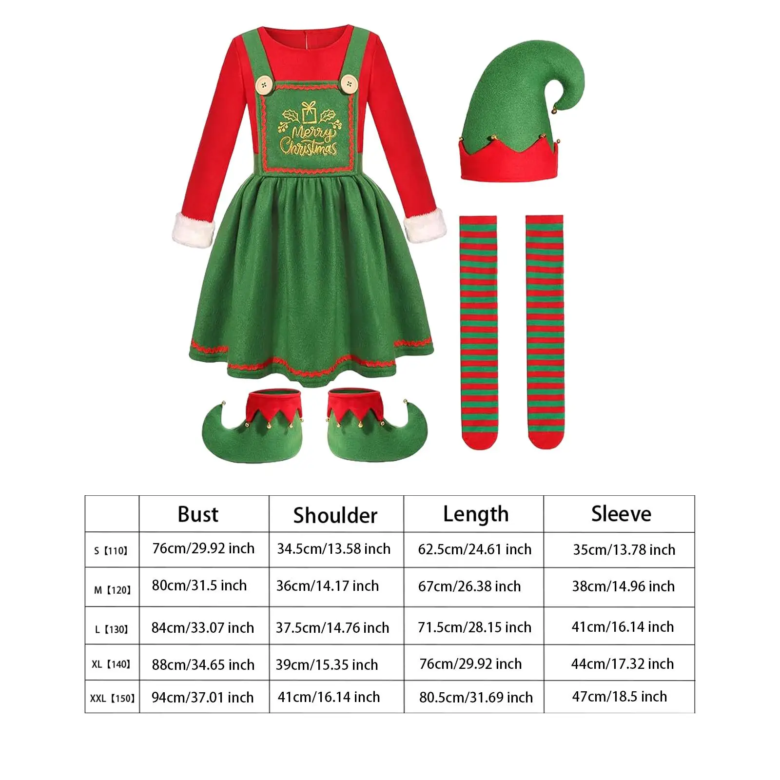 Elf Christmas Costume Fancy Dress Shoe Covers Kids Children Photo Props Clothes Elf Christmas Costume Fancy Dress Shoe Covers Kids Children Photo Props Clothes