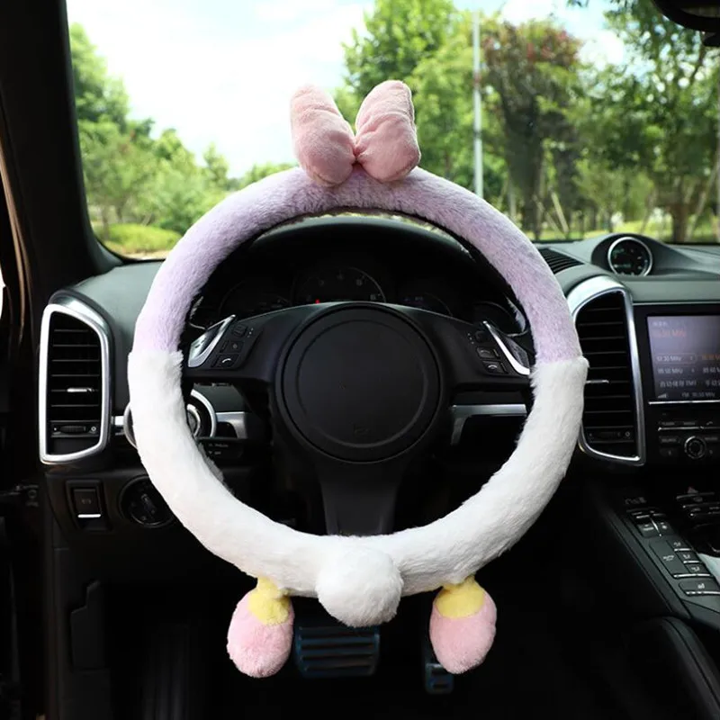 

Cartoon Autumn And Winter Anti-slip Warm Short Plush Car Steering Wheel Cover Fashion Interior Accessories