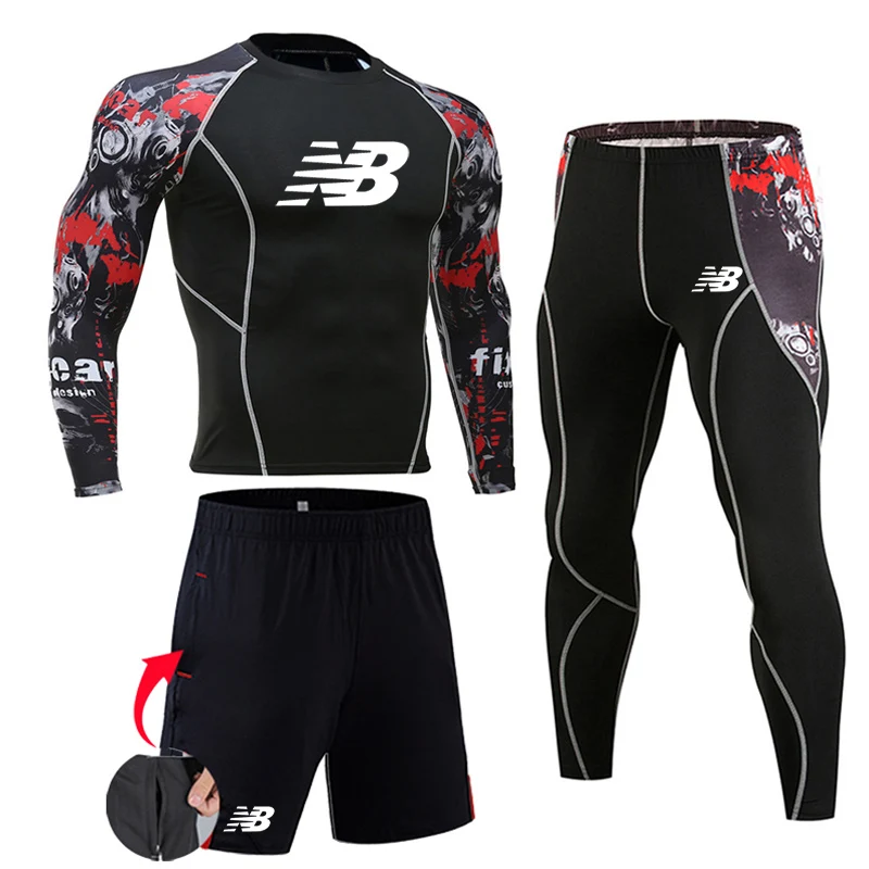 Compression Underwear for Sports Mens Long Johns Thermal Pants Rashguard Men's Skin Care Kits Winter Leggings Thermal Shirt Set