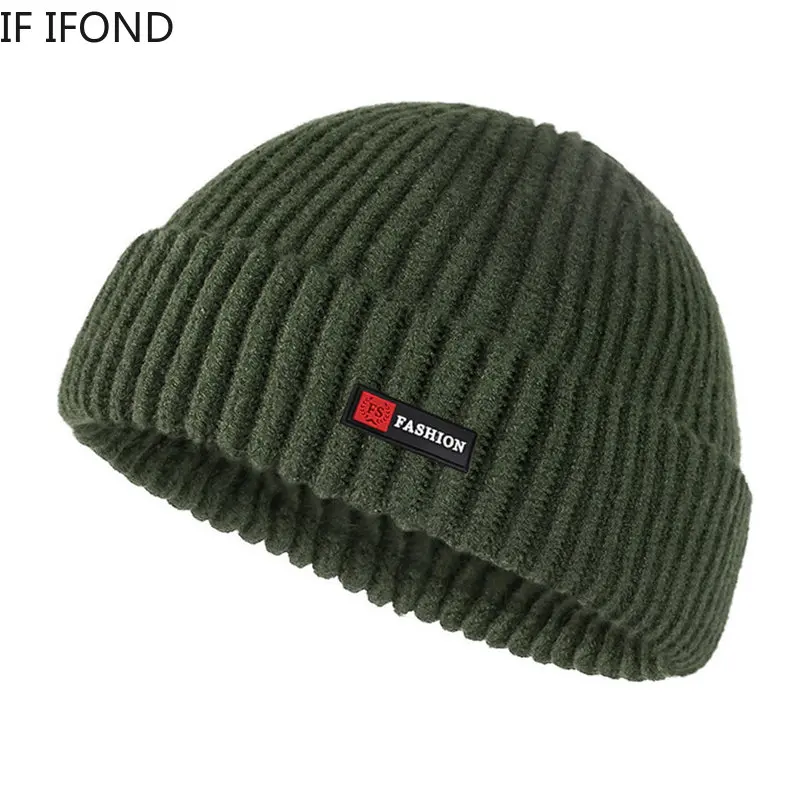 

New Fashion Men's Beanie Winter Warm Short Thread Hip Hop Knitted Hat Solid Casual Skullcap