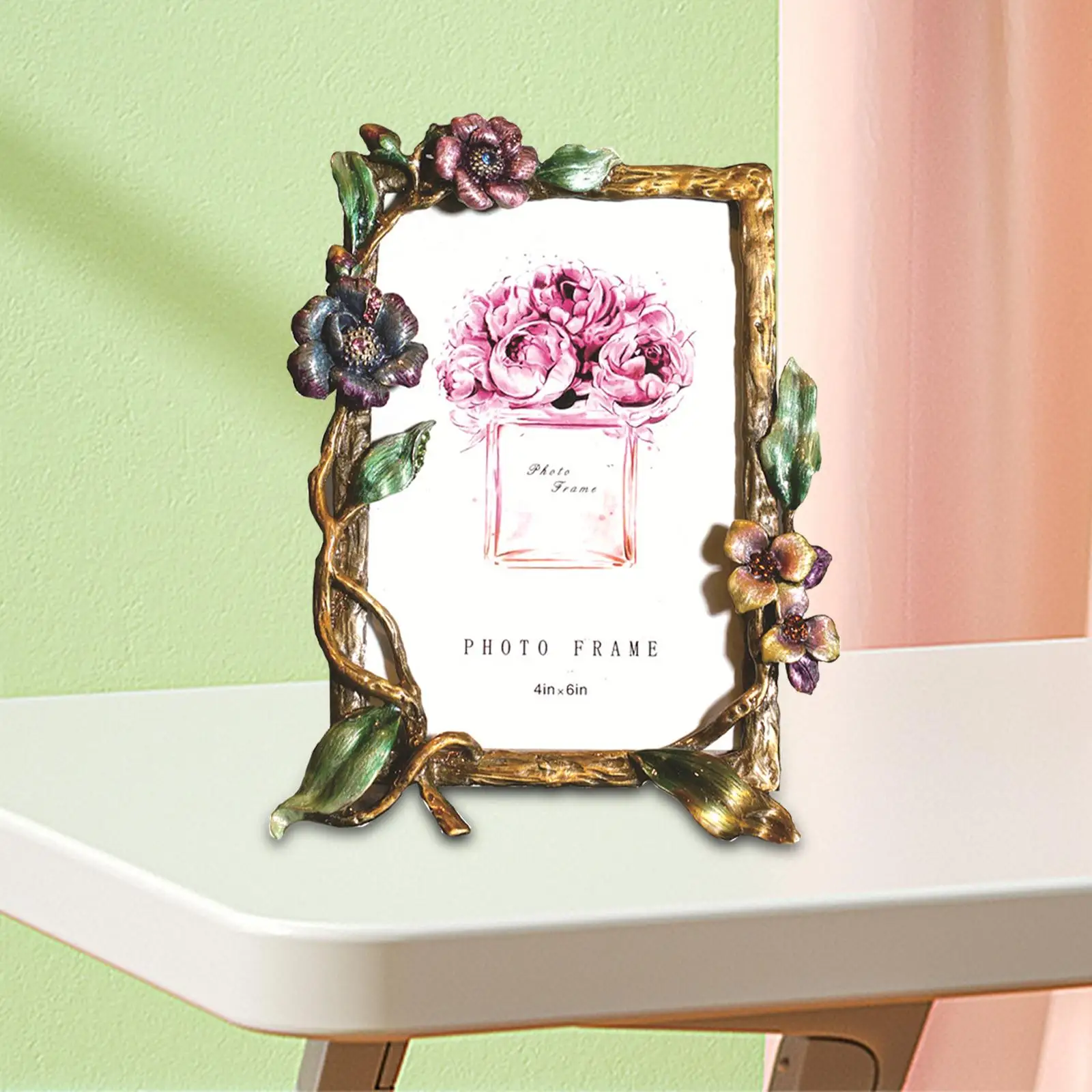 Цветочная фоторамка Прямоугольная металлическая для стола Настольный дисплей