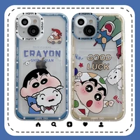 bandai funny crayon shin chan card bag clear phone case for iphone 13 12 11 pro max xs xr x xsmax 8 7 plus high quality cover
