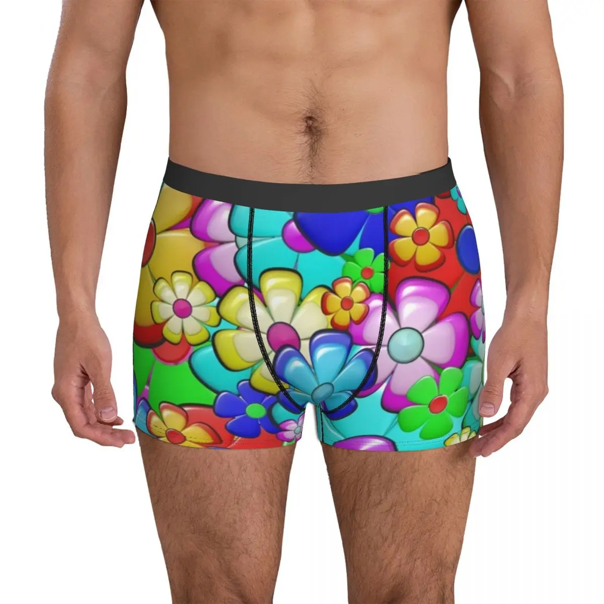 

Bright Flower Power Underwear Vintage 70S Print Custom Boxer Shorts Hot Men Panties Breathable Shorts Briefs Birthday Gift