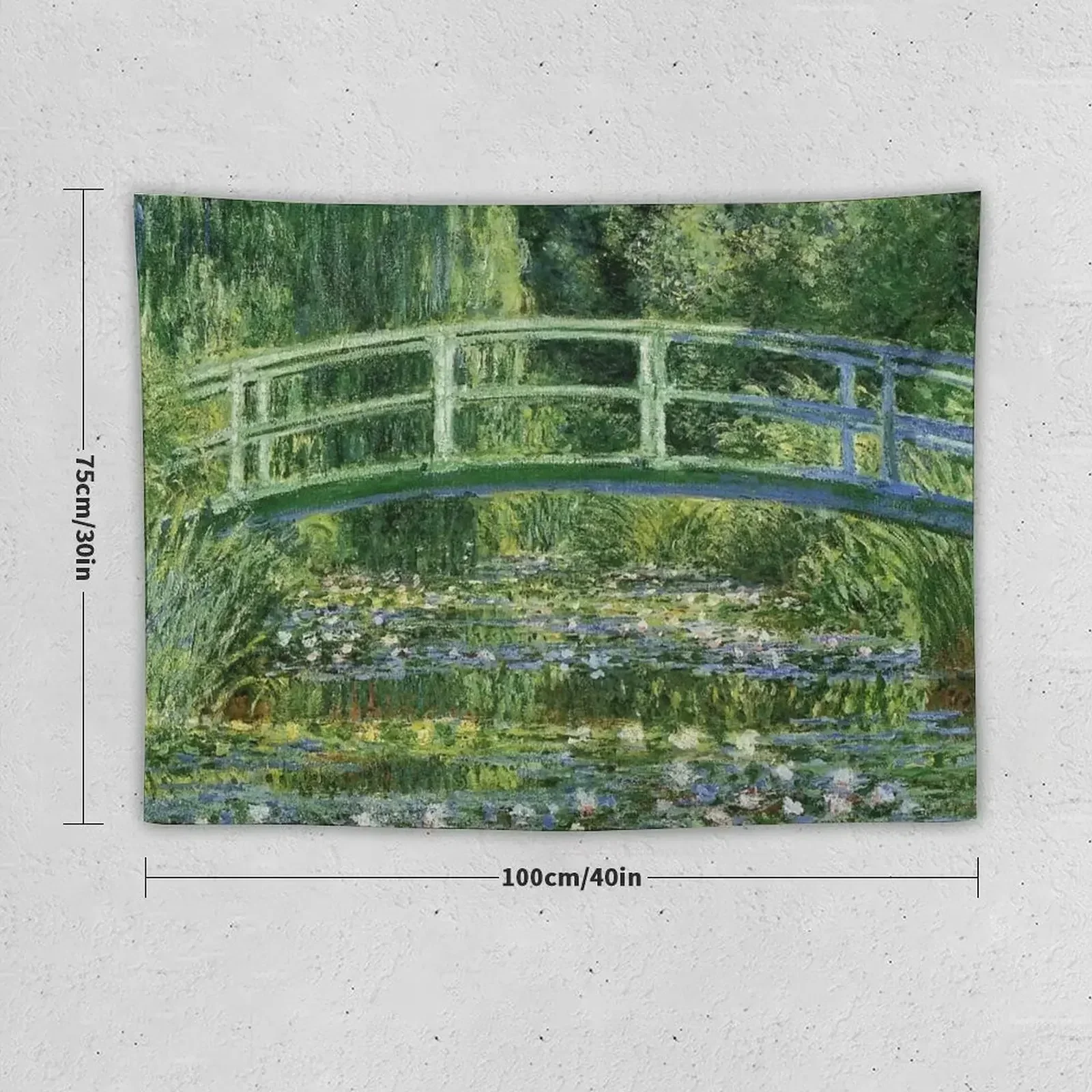 Водяные лилии и японский мост - Гобелен Клод Моне Декор комнаты Эстетический