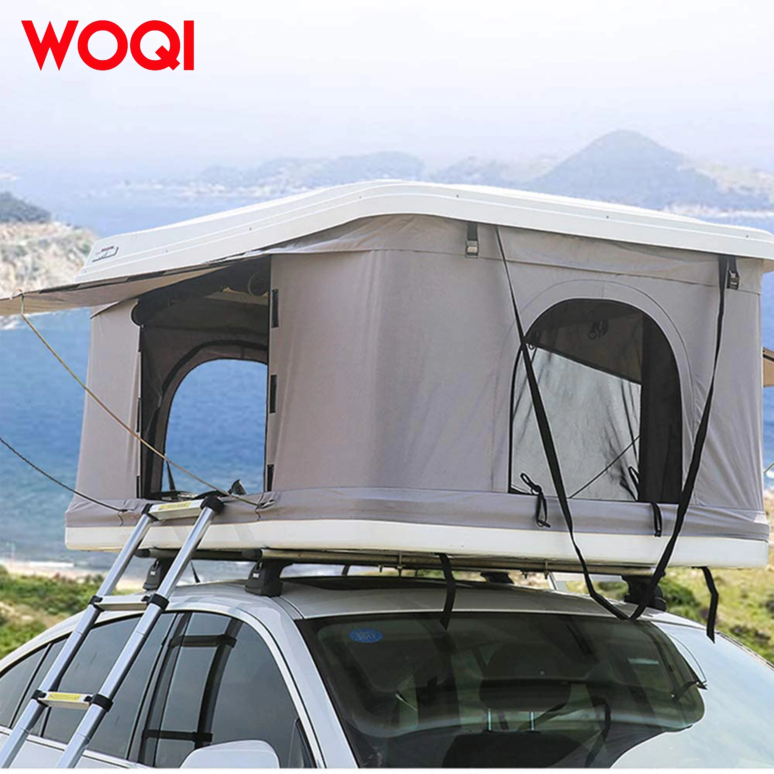 Фото Woqi Высокое качество 4*4 стекловолоконный жесткий корпус автомобильная палатка на крыше водонепроницаемый автоматический багажник на крышу на заказ два для кемпинга на 4 человека №4