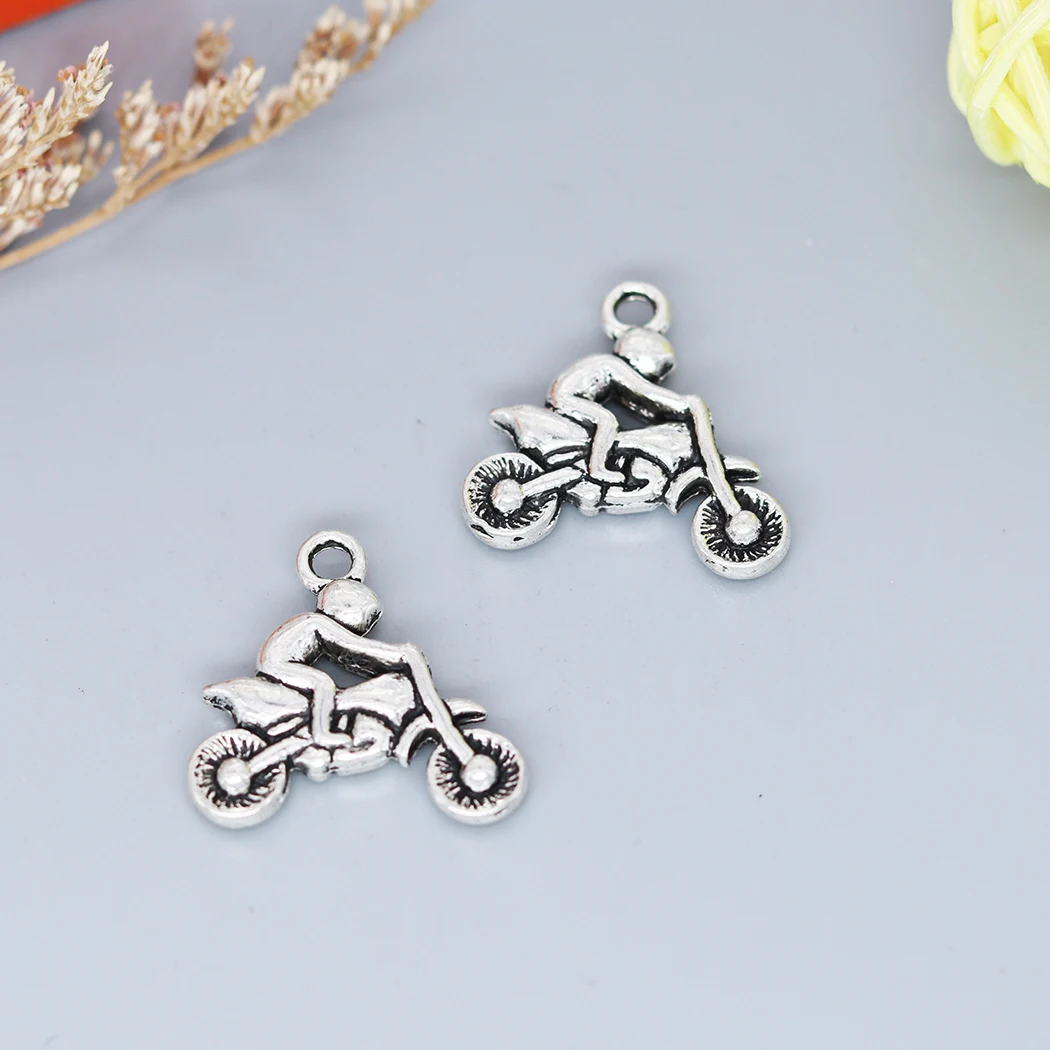 

10 шт. подвески для занятий спортом на мотоцикле, Античная Посеребренная Подвеска с бронзовым покрытием для браслета, Ювелирная фурнитура