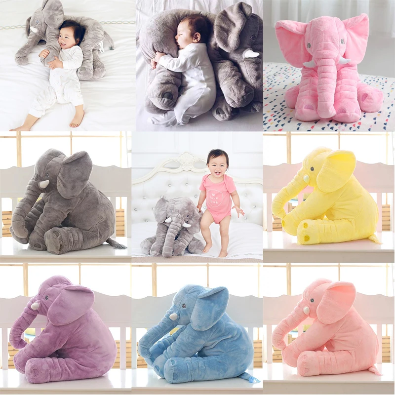 

1Pc 80cm INS Elephant Soft Pillows Baby Sleeping Pillow Stuffed Elephant Comforter Plush Animal Cushion Best Gift For Kids