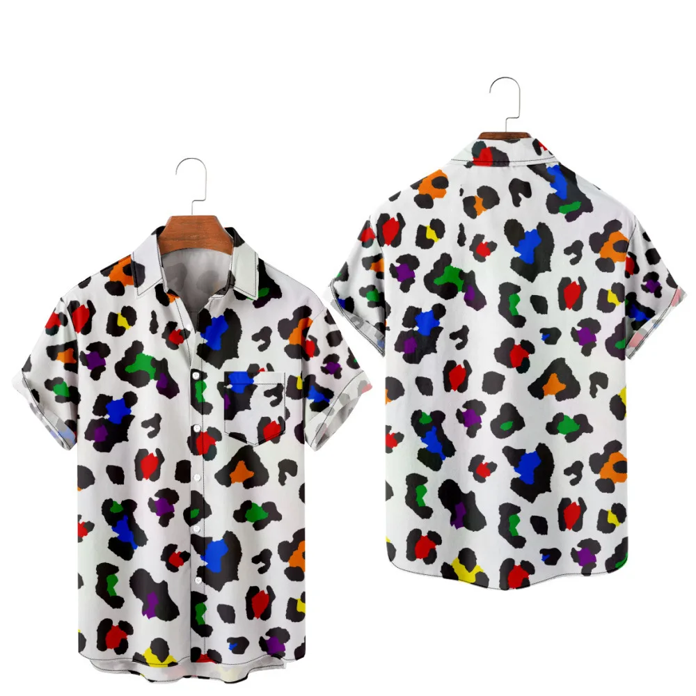 

Men's Hawaiian T-Shirt Y2K Hombre Fashion Shirt LGBT 3D Print Cozy Casual Short Sleeve Beach Oversized Clothes 2