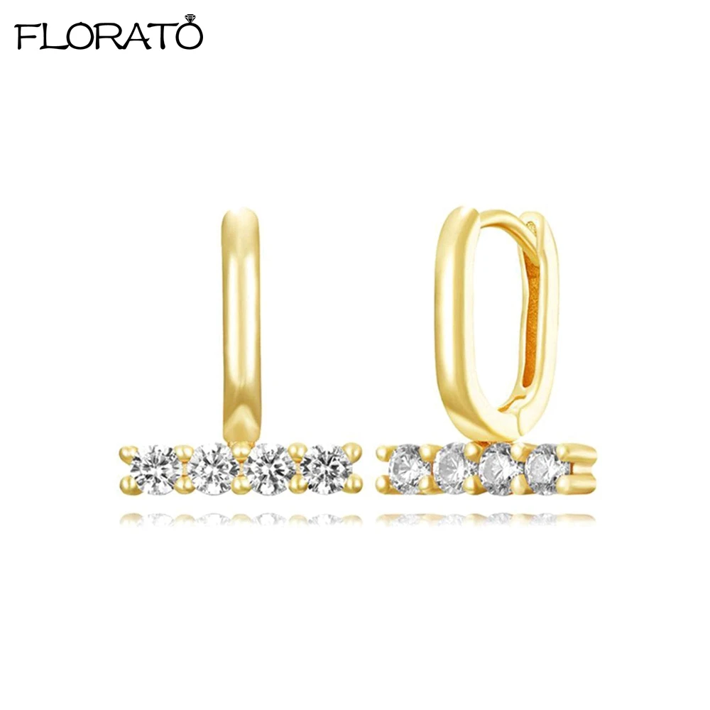 Женские серьги-кольца с прямой линией серебристые или золотистые