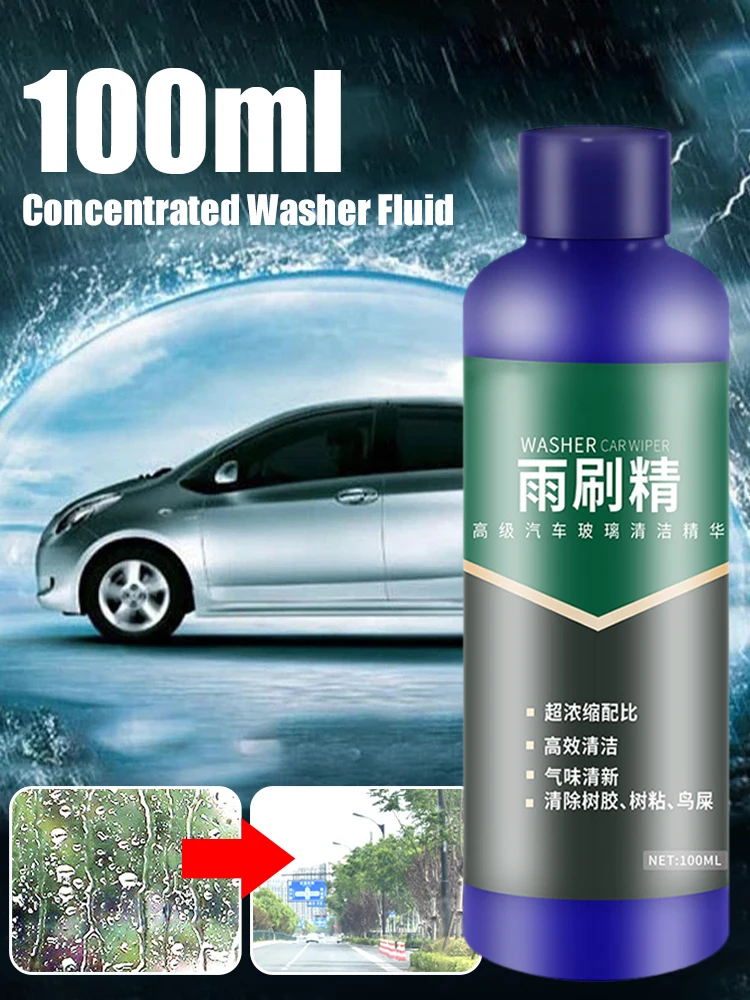 

100ML Car Windshield Washer Fluid 1:40 Concentrate 1Bottle for 4L Oil Film Dirt Remover Essence Glass Cleaning Fluid Accessories