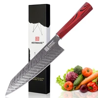 keemake 8 chef knife damascus japanese aus 10 steel blade kitchen knives red g10 handle sharp meat fruit chefs cutting tools
