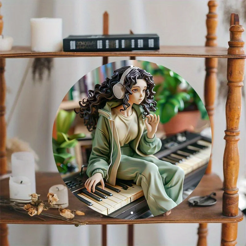 Круглая алюминиевая настенная вывеска молодая женщина со скрепленными волосами