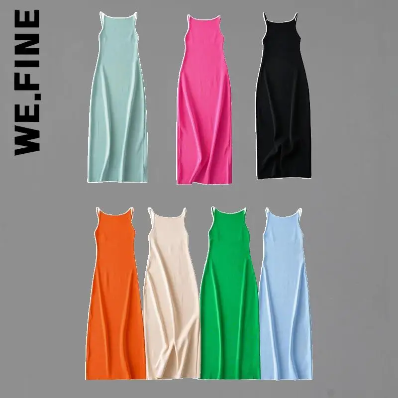 

We.Fine Fashion Dress Women Vintage Solid Beige Black Backless Sweater Dress Popular Robe Soft Lazy Female Women Clothing