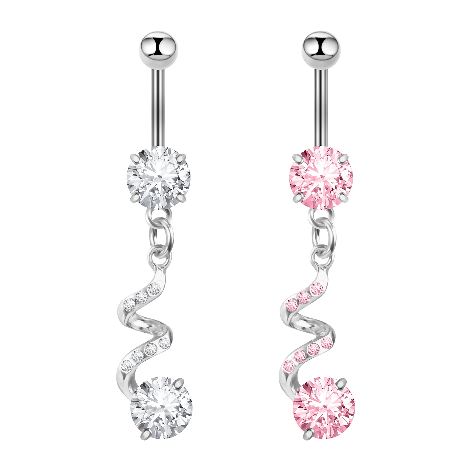 Новое кольцо для пупка с цирконом круглое длинное розовое украшения пирсинга |