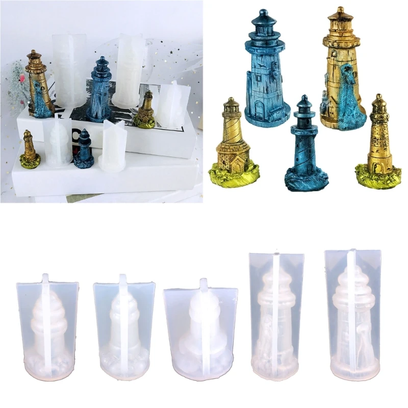 

Resin Candle Mold Building Scented Candle Silicone Mold Resin Lighthouse Decorate Mold DIY Tool Soap Molds