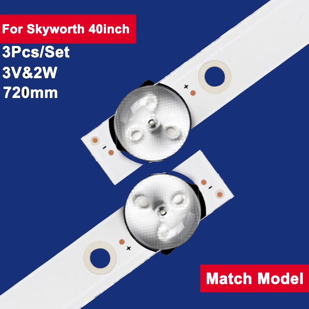 3Pcs 720mm For Skyworth 40inch LED Backlight TV Strip 7Leds 3V&2W 40L3750VM 40L48504B 40L48804M  MS-L1717 V1 40E3 40E2 40LE7120S