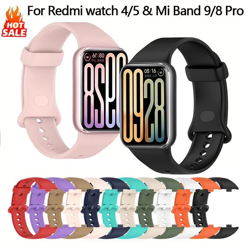 Фото Официальный силиконовый ремешок для Xiaomi smart mi band 8 pro/9 pro, аксессуары для ремешков, браслет, сменный ремешок для часов correa redmi 5/4 №1