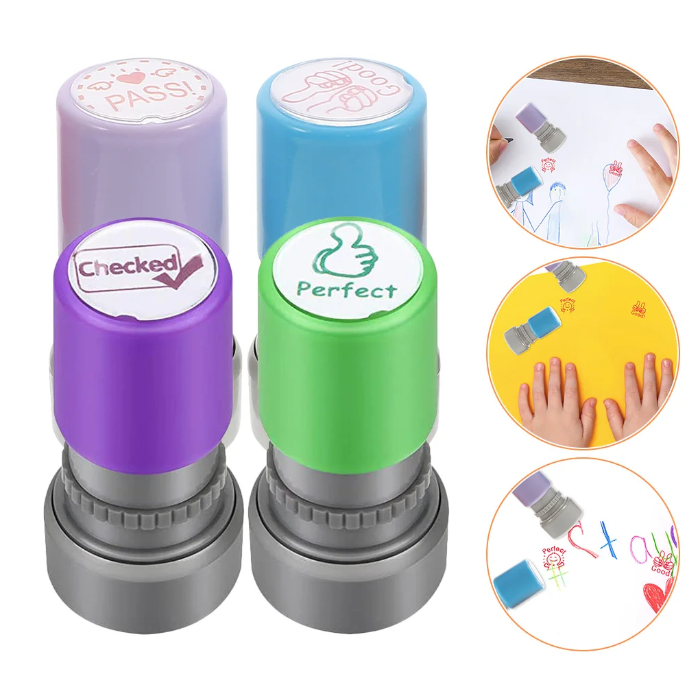 

4Pcs Educational Stampers Teacher Reward Seals Classroom Supplies Plastic Vibrant Supplies