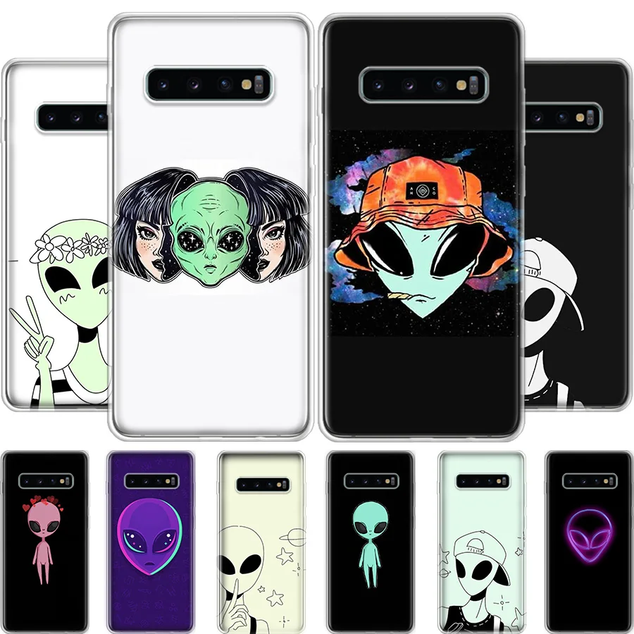 

Alien Art Black Phone Case For Samsung Note 20 Ultra 10 Lite 9 8 M11 12 21 M30S M31S Galaxy M32 51 52 J8 J6 J4 Plus F52 F62 Cove