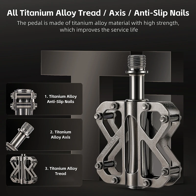 Легкие велосипедные педали WEST BIKING из титана 3 подшипника расширенная полоя