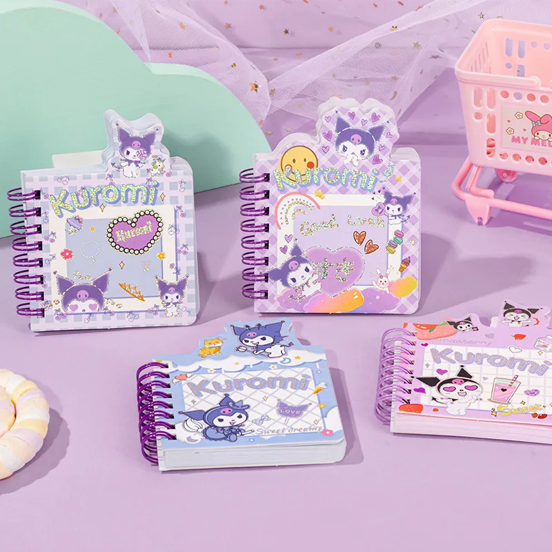 

New 4pcs Sanrio Kuromi My Melody A7 Flip Coil Notebook Cartoon Pattern Portable Mini Note Book Student Homework Notepad Prizes