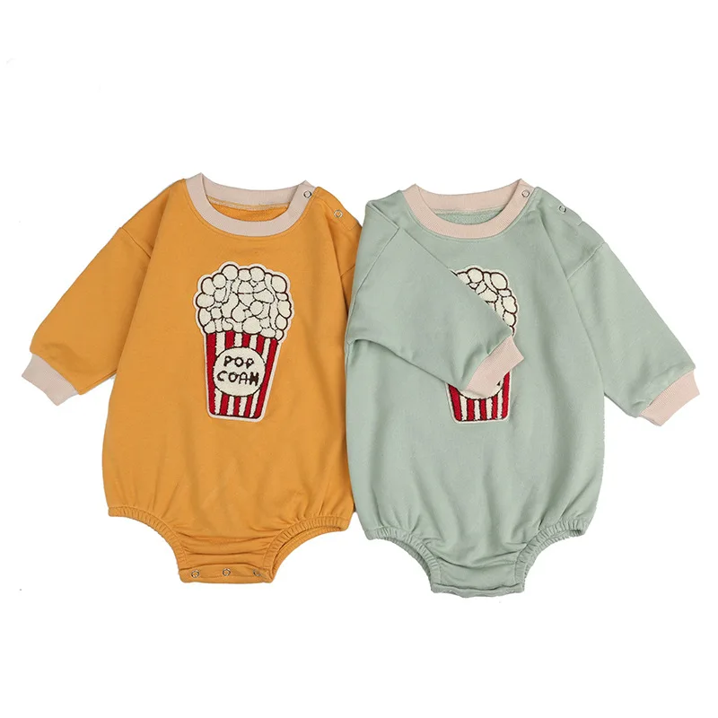 

0-24M Newborn Baby Boys Girls Romper Autumn Print Popcorn Cotton Infant Jumpsuit Full Sleeve Spring Baby Outfit Clothes