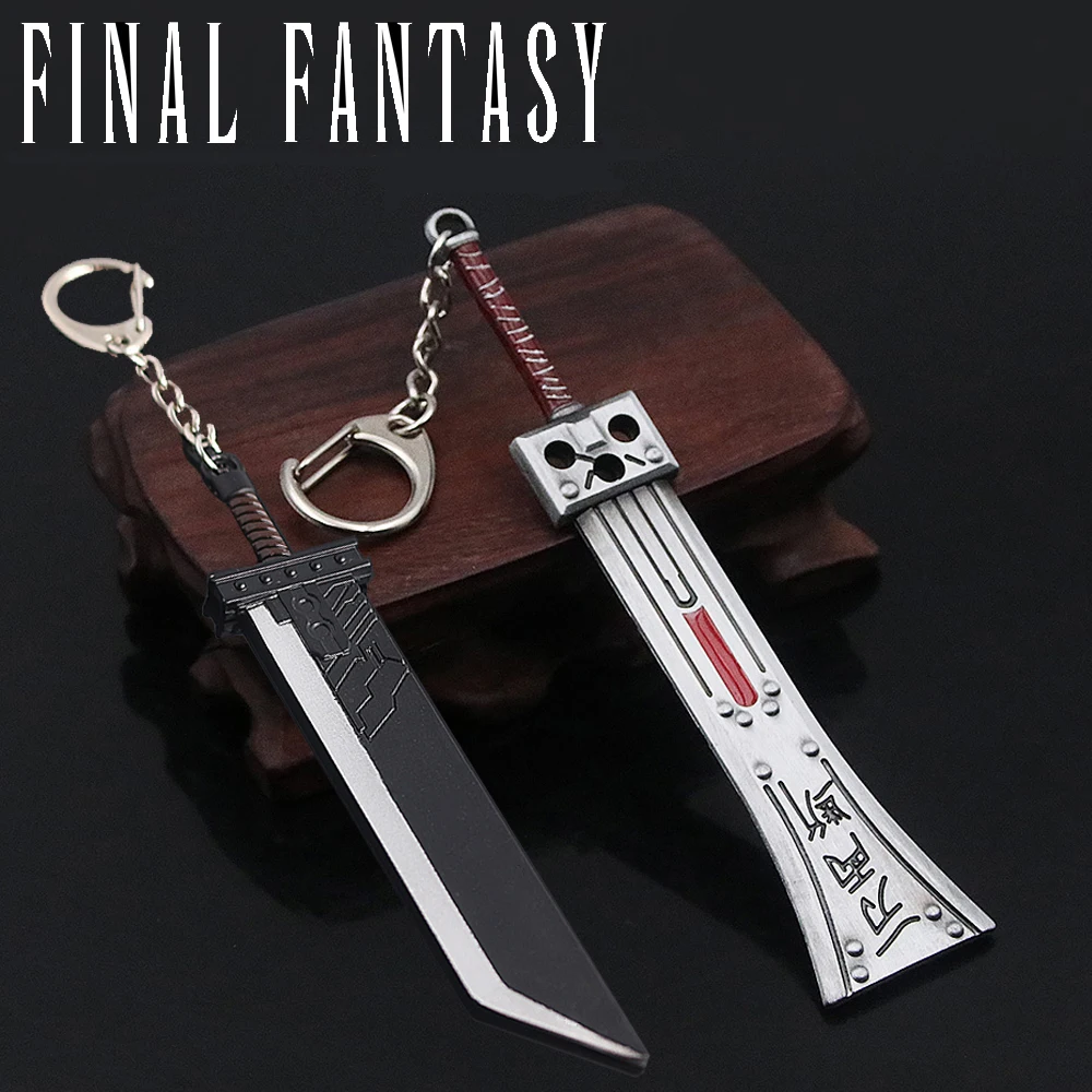Game Final Fantasy 7 VII Remake Sword Keychain Cloud Strife Buster Sword Zack Fair Weapon Metal Pendant Key Chain Cosplay Gift