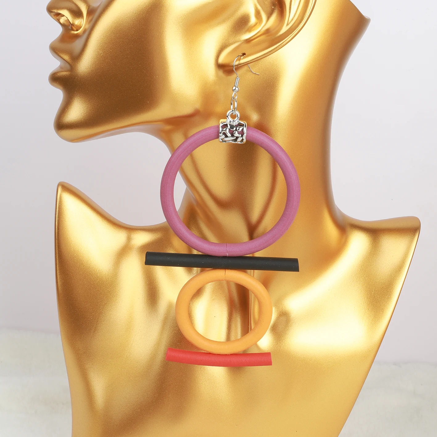 Новые красочные резиновые серьги ручной работы с полыми кольцами для модных