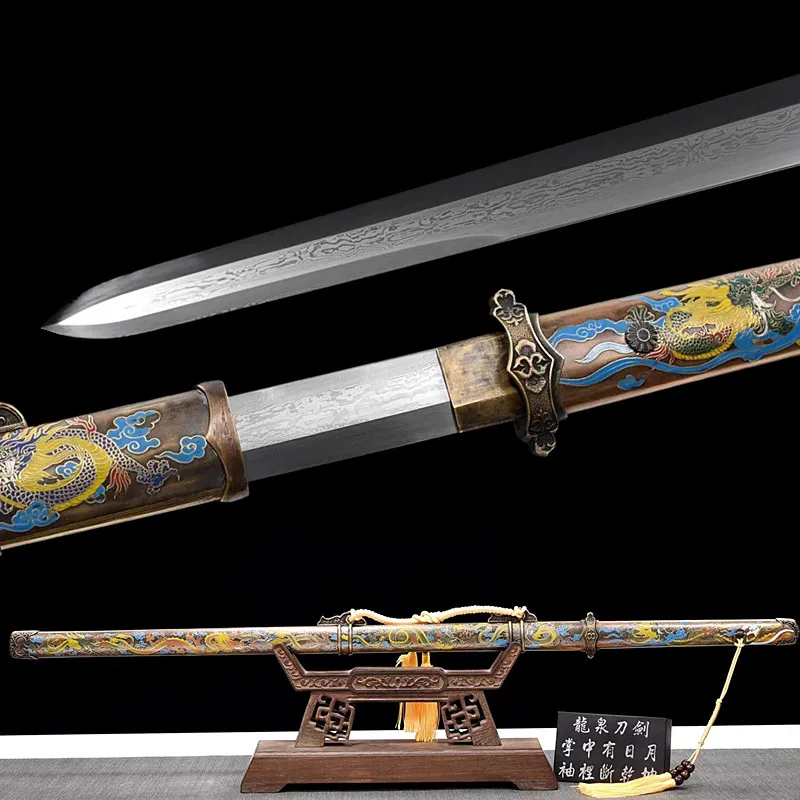 

Tang Dynasty Vintage Traditional Chinese Sword Real Sharp Hand Forged Folding Steel Full Tang Battle Ready Sword Espada Chinesa