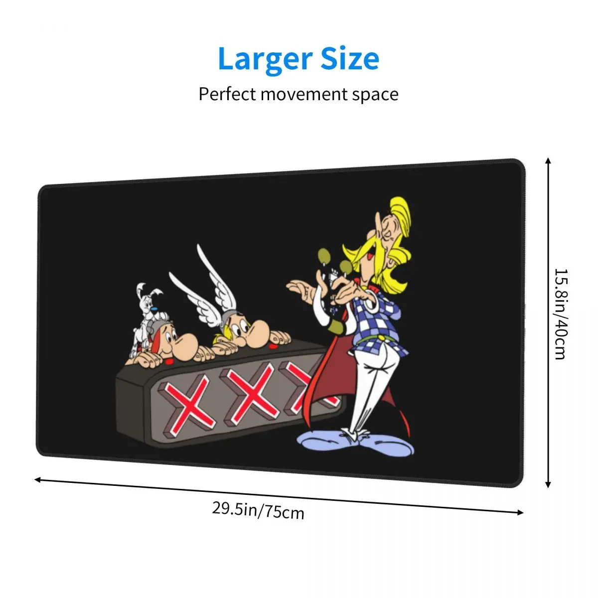Игровой коврик для мыши Asterix и Obelix офисный Cacofonix Got Talent 80x30 тканевый компьютера |