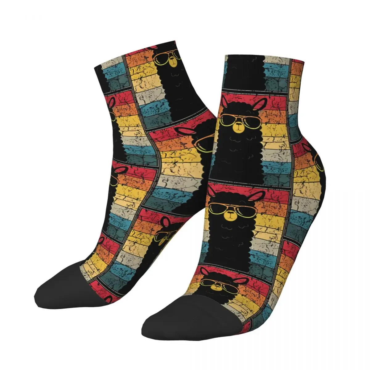 

Llama Funny Men's Ankle Socks Alpaca Animal Unisex Harajuku Seamless Printed Happy Low Sock Gift