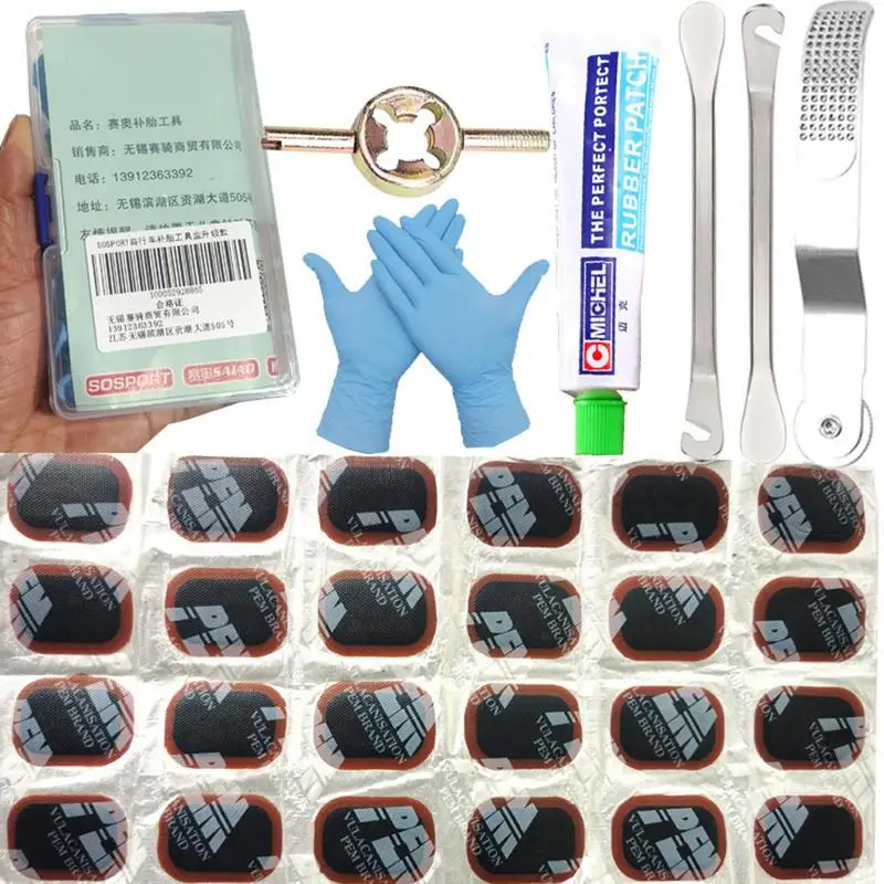 

Комплект для ремонта шин, комплект инструментов для ремонта велосипедных шин с рычагами гаечного ключа для горных и дорожных велосипедов, внутренняя трубка