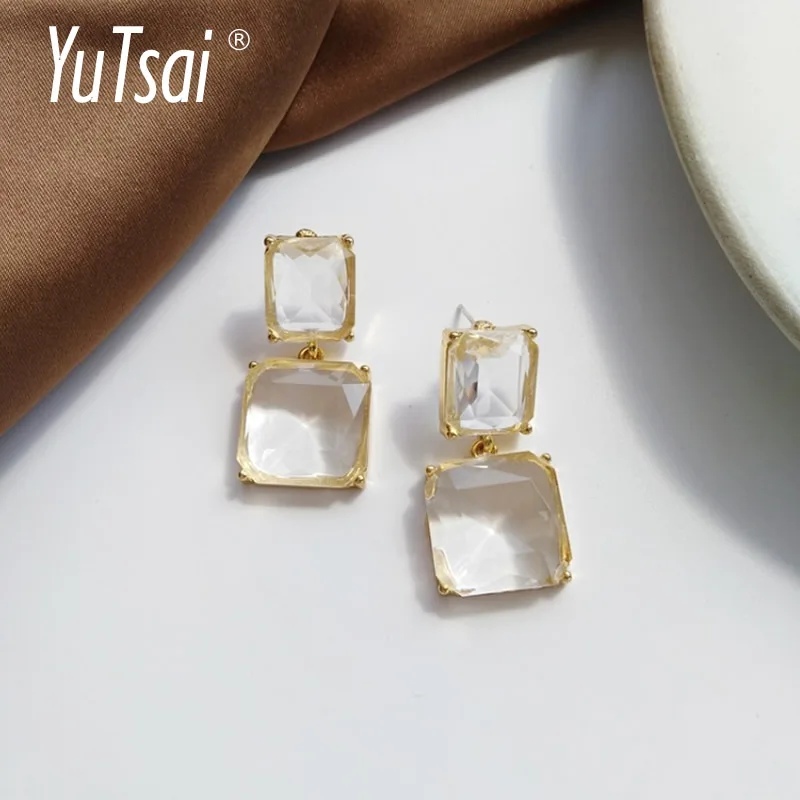 

Серьги-гвоздики YUTSAI в винтажном стиле, простые Геометрические Квадратные серьги из сплава для женщин, ювелирные изделия, подарки YT683