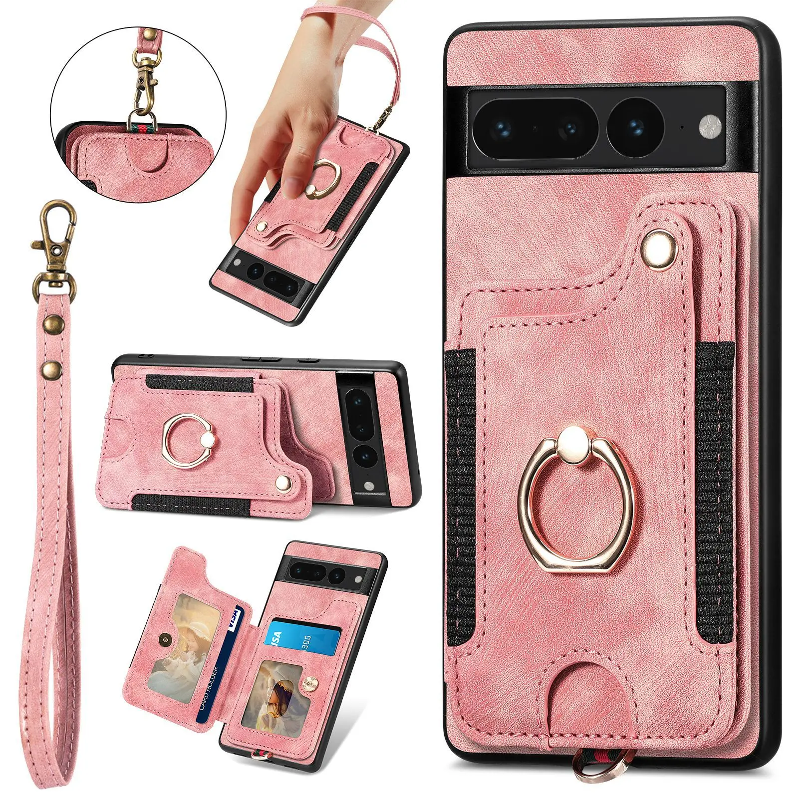 

Противоударный кожаный магнитный держатель для карт в стиле ретро, бумажник для Google Pixel 8 Pro 7A 7 6A 6Pro, чехол-подставка с кольцом, чехол, ремешок