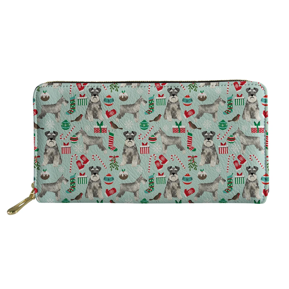 Cute Schnauzer Print Long Wallet Premium Portable Zipper Unisex Clutch Bag Customized  Lightweight Women's purses Decoration