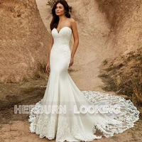 herburnl tulle strapless backless custom made princess a line elegant wedding dresses 2022 lace apliques vestido robe de mari%c3%a9e