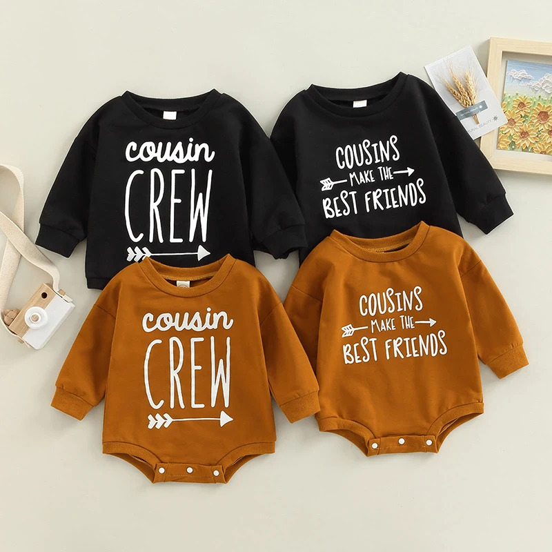 

Autumn Toddler Newborn Baby Boys Girls Casual Rompers 0-18M Letter Print Long Sleeve Sweatshirts Jumpsuits Clothes