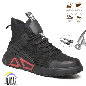 Male Work Boots Steel Toe Men's Safety Shoes Indestructible Work Shoes Anti-piercing Working Sneakers Light Protective Shoes