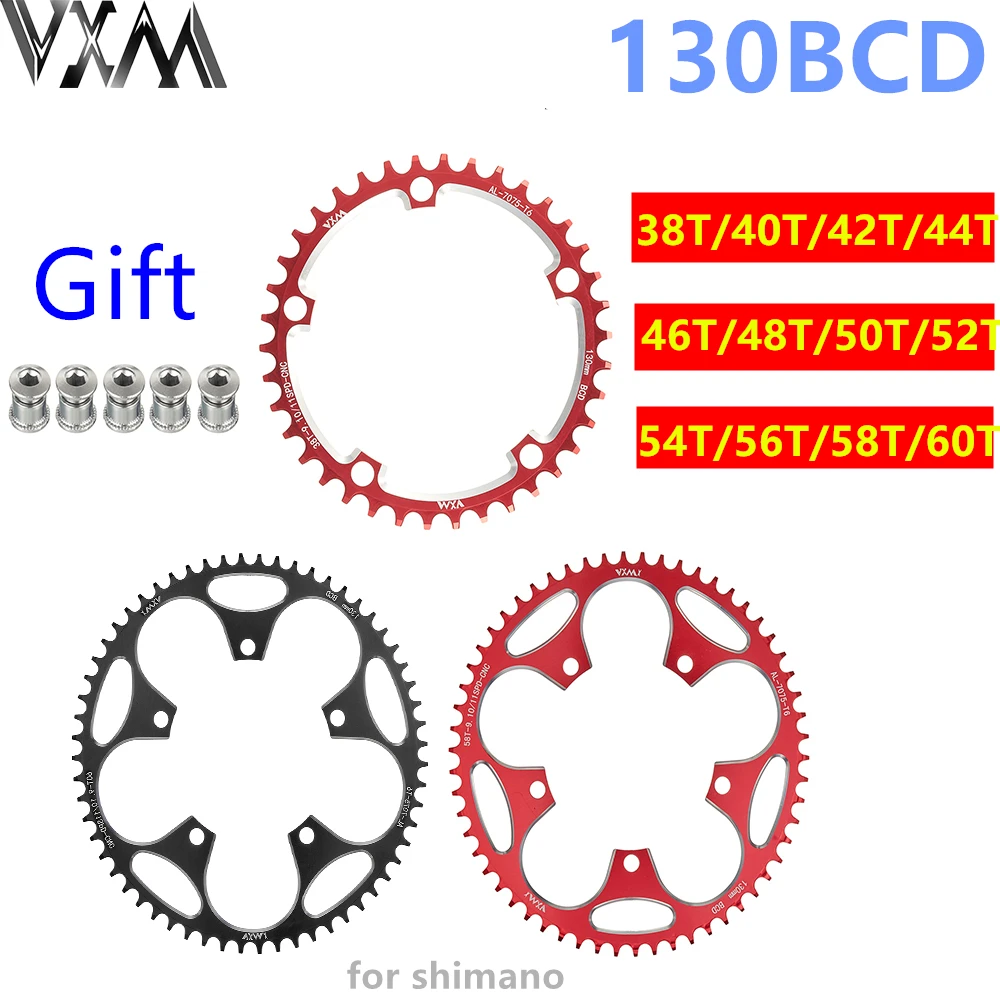

Narrow Wide Sprocket 130 BCD Road Bike MTB Circular Crown 38T/40T/42T/44T/46/50/52/54/56T/58T/60T Ring for Shimano 5700 6700 HOT