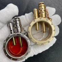 handmade pure copper gasoline lighter portable round kerosene inflated lighter with transparent oil tank collection gift for man