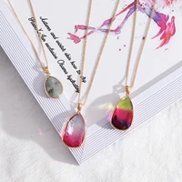 dainty crystal necklace for women girls healing crystal water drop pendant necklaces engagement wedding jewelry gifts