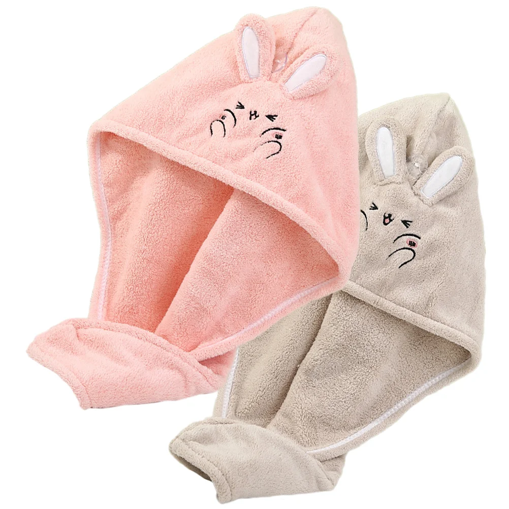 

2 Pcs Cartoon Dry Hair Cap Hair Scarves Women Cute Towels Headband Kid Towels Hair Wrap Towel Rapid Drying Towel Hair Child
