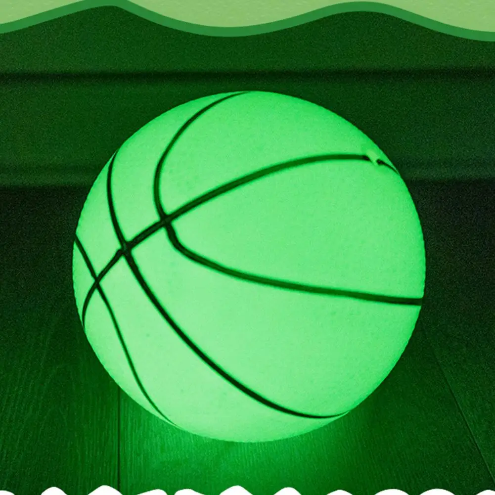 Light Up Basketball Fluorescent Color Holographic Basketball High Elasticity Kindergarten Glow Basketball Water-proof