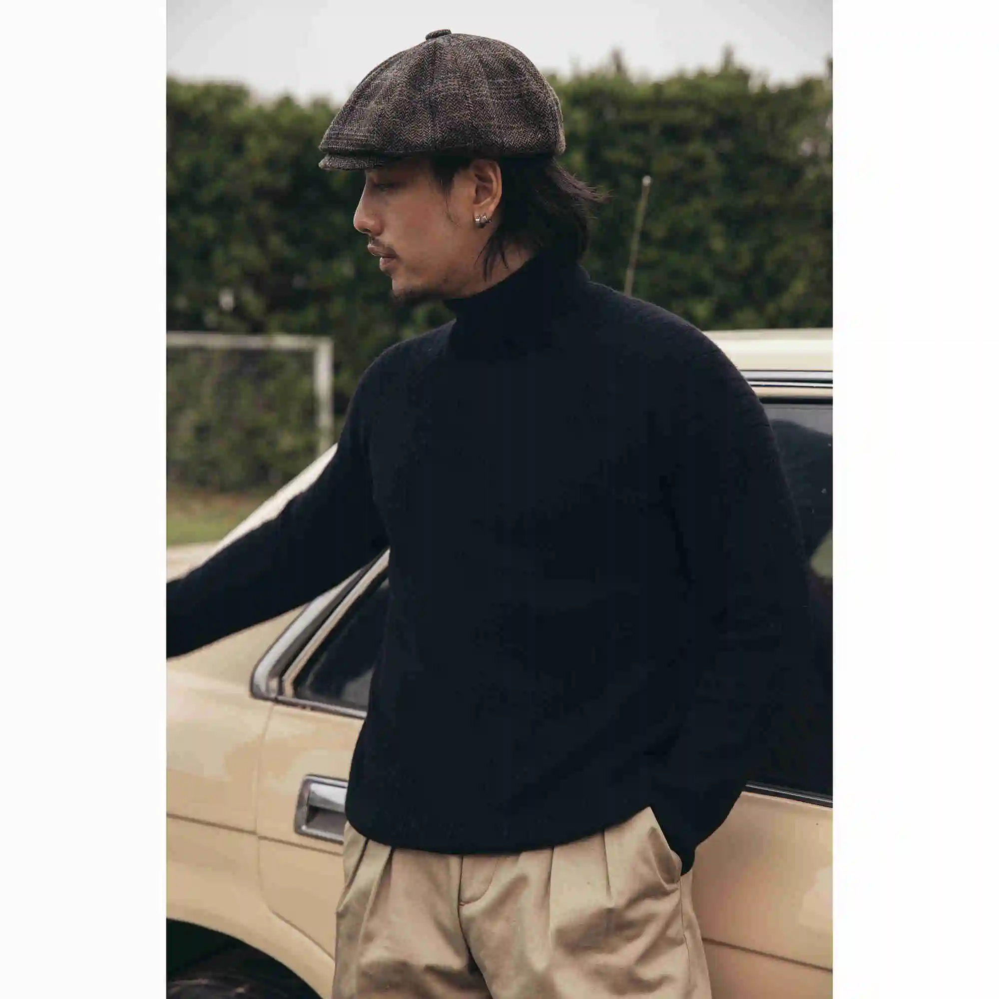 

MY-0012 RedTornado Super Top Quality Heavy Thick Mans Big Cozy Flexible 100% Merino Wool Warm Pullover