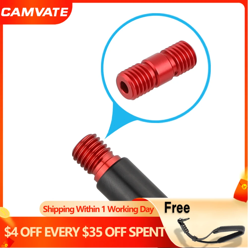 CAMVATE 2 шт. M12 резьбовой удлинитель соединитель (красный) для DSLR камеры 15 мм рельсовый стержень (резьба M12) поддерживающая система