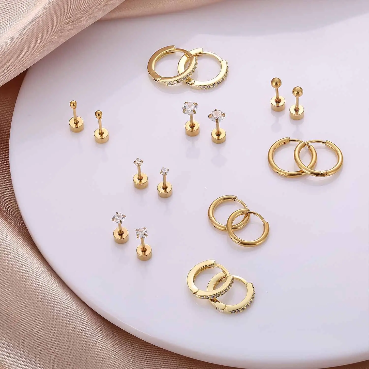 1/9 пар простых маленьких серег-гвоздиков с несколькими пирсингами крошечные