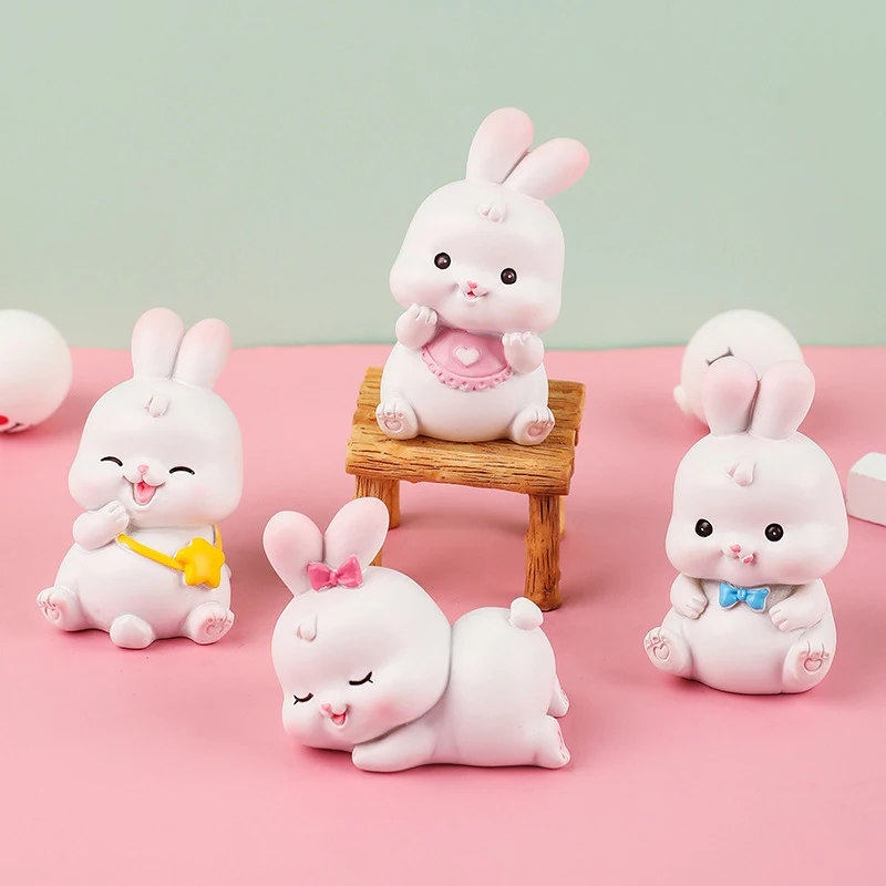

Cute Bunny Girl Heart Mini Resin Doll Desktop Decoration Children's Gifts