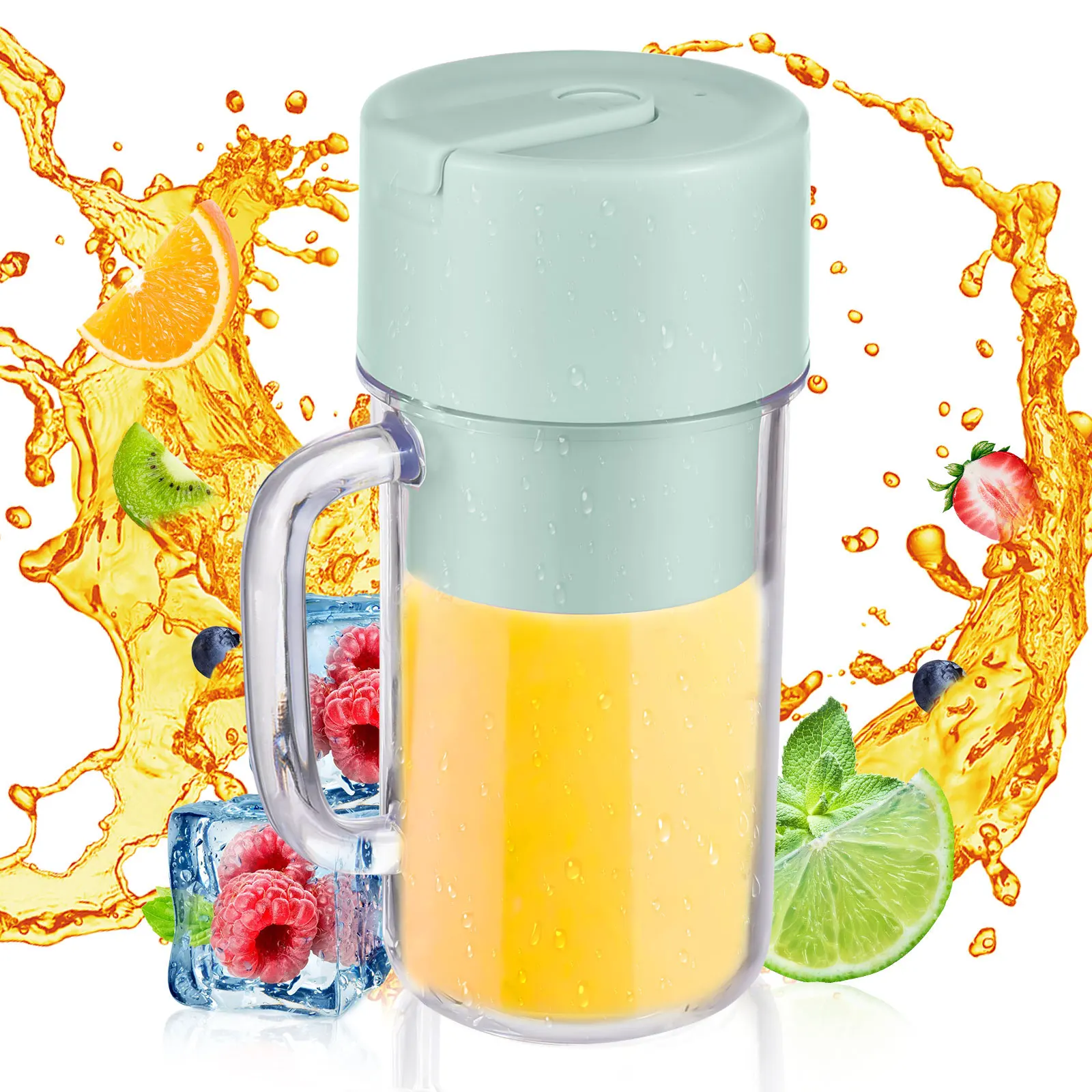 Portable Blender for Shakes and Smoothies 340ml Juicer with 6 Blades Waterproof USB Rechargeable Mini Blender for Home Kitchen
